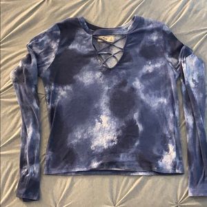 Blue tie dye Hollister long sleeve shirt
